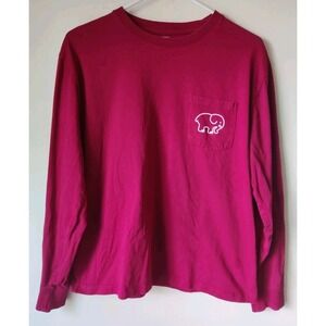Ivory Ella Women's Long Sleeve T-shirt Pocket Back Logo 100% Organic Cotton Sz M